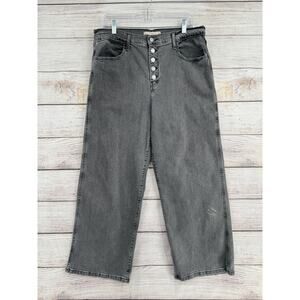 Levi's Mile High Cropped Wide Leg Jeans Womens 32 Gray Black Medium Washed